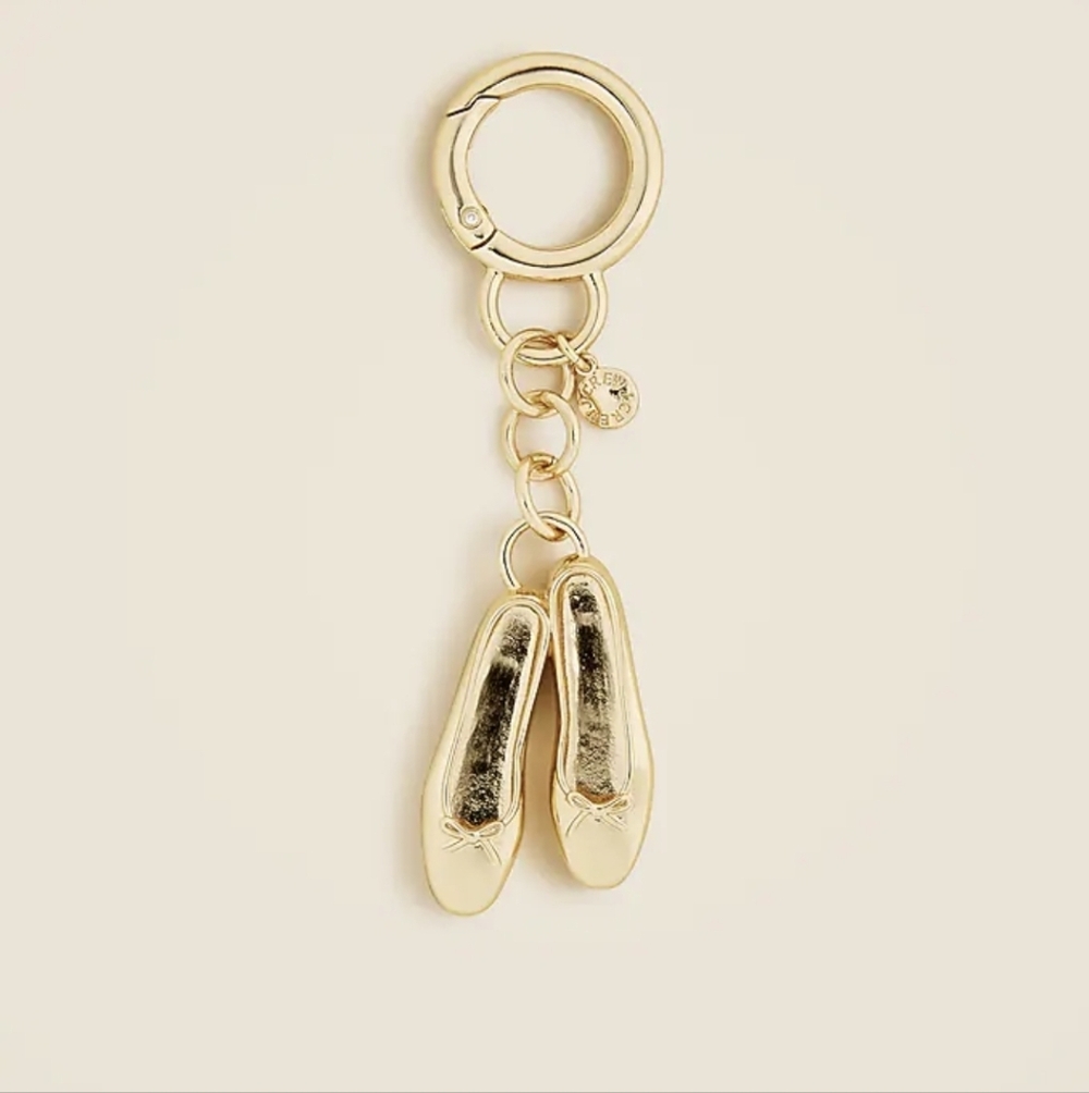 J.Crew Gold Ballet Shoe Keychain Bag Charm BNWT RETIRED 1 Left